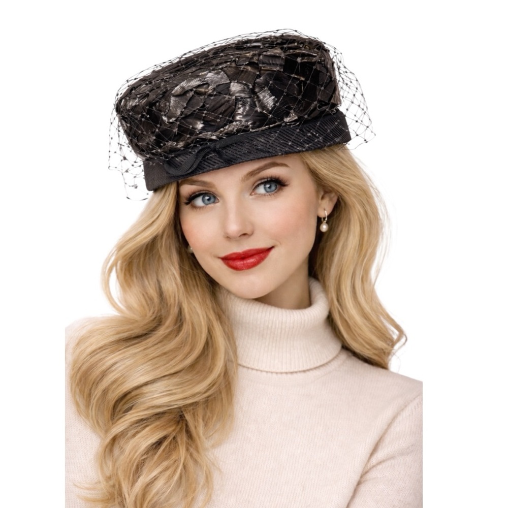 1950's Darcel Exclusive Vintage Cocktail Hat Black Netted Fascinator
